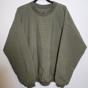 Vintage Sun Mountain Sports Pullover Sweatshirt Mens L Olive Green Nylon Lined